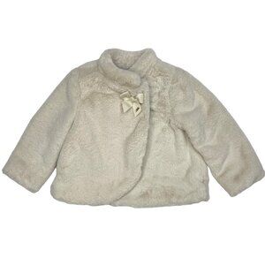 Mayoral Baby Faux Fur Coat 24m Cream Bow Winter NEW